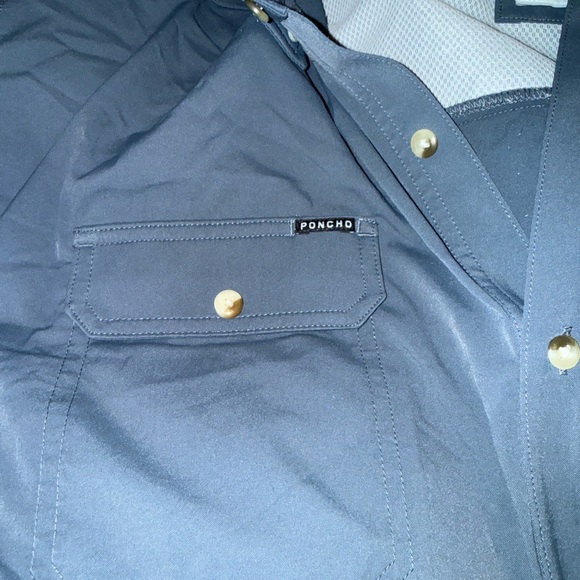 Poncho Long Sleeve Blue magnetic  Button Down shirt 2XL - Picture 10 of 11